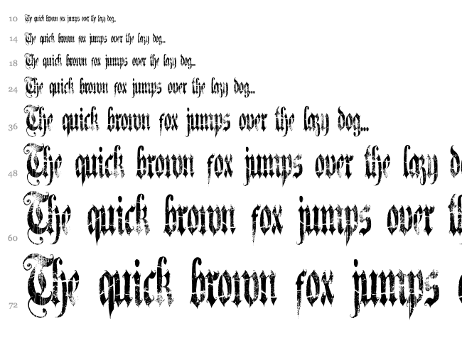 A Gothique Time font waterfall